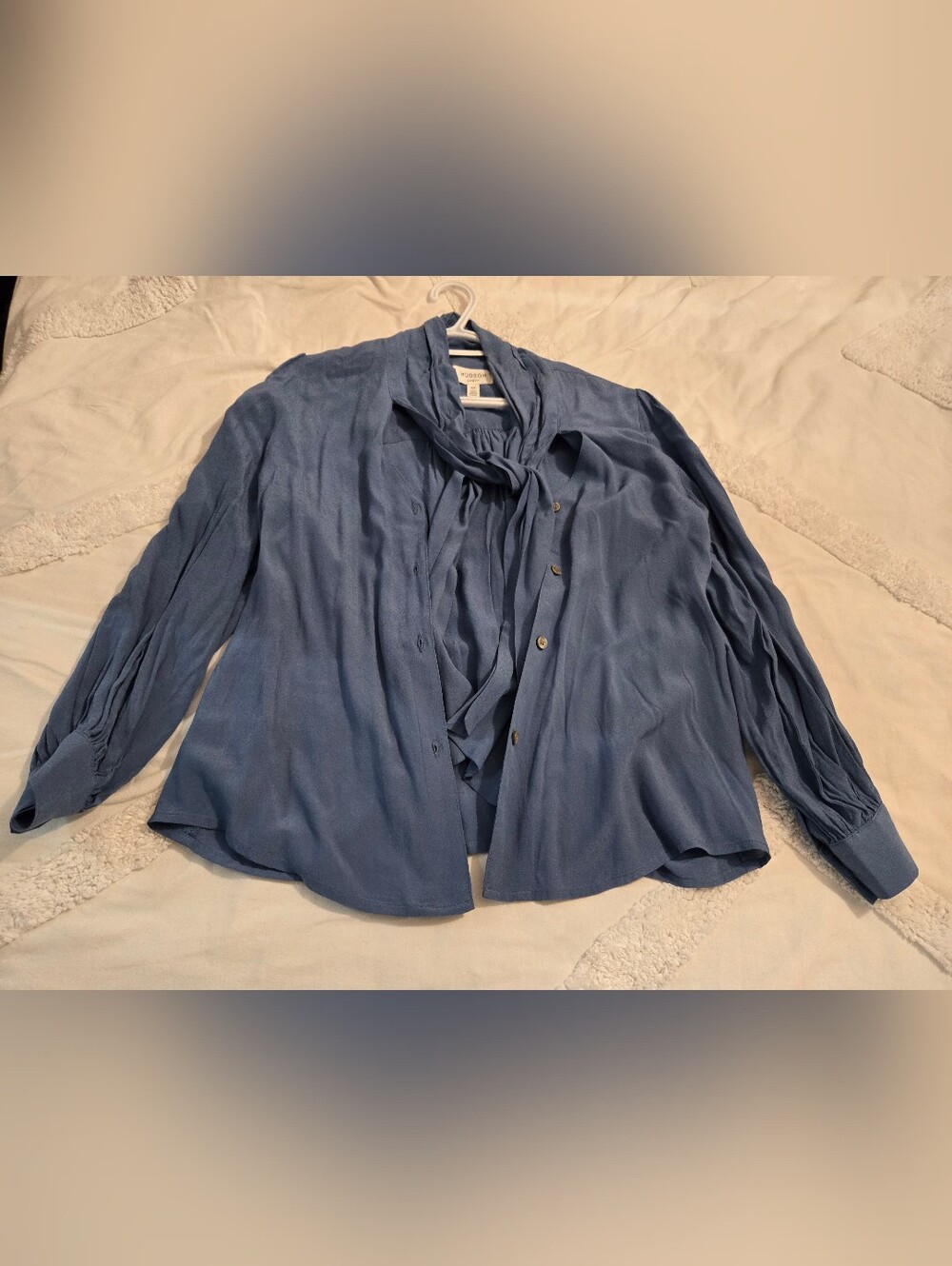 Hudson North Women's Blue Tie-Neck Blouse